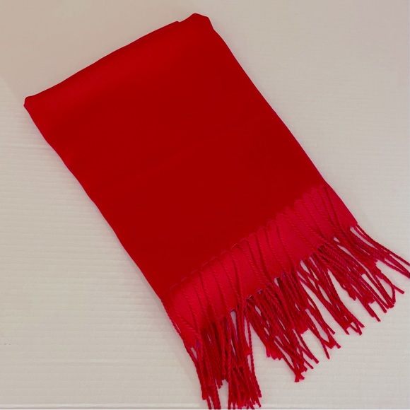 100% Cashmere Made in Scotland Oversized Wrap Shawl Scarf Throw XXL Red NEW - Picture 4 of 5